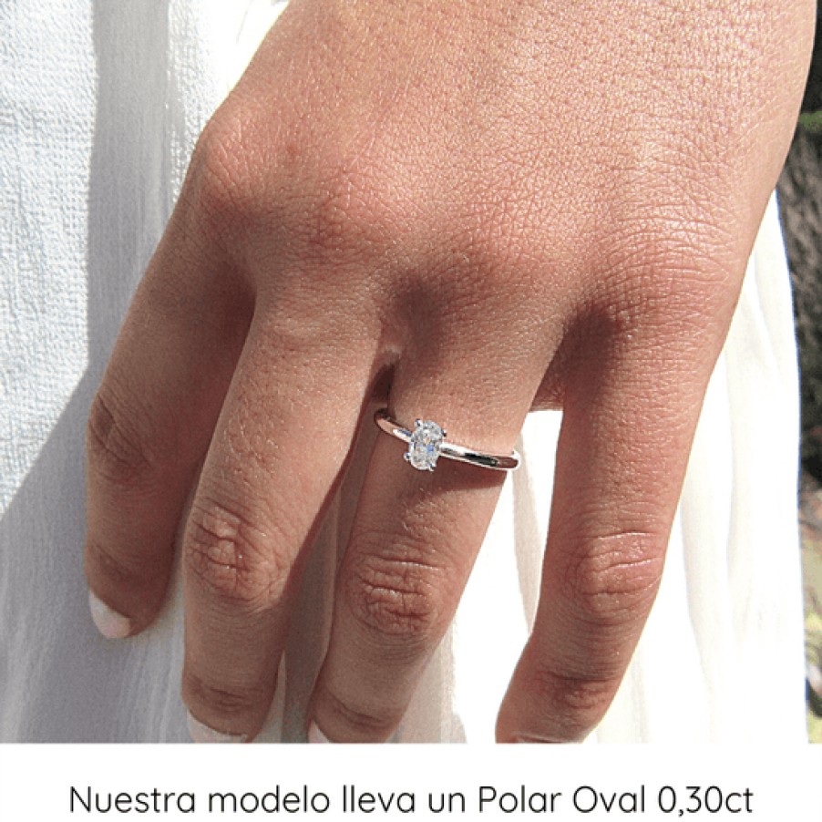 Anillos De Compromiso Loyal.e Paris | Anillo De Compromiso Polar Solitario Con Diamante Creado Oval